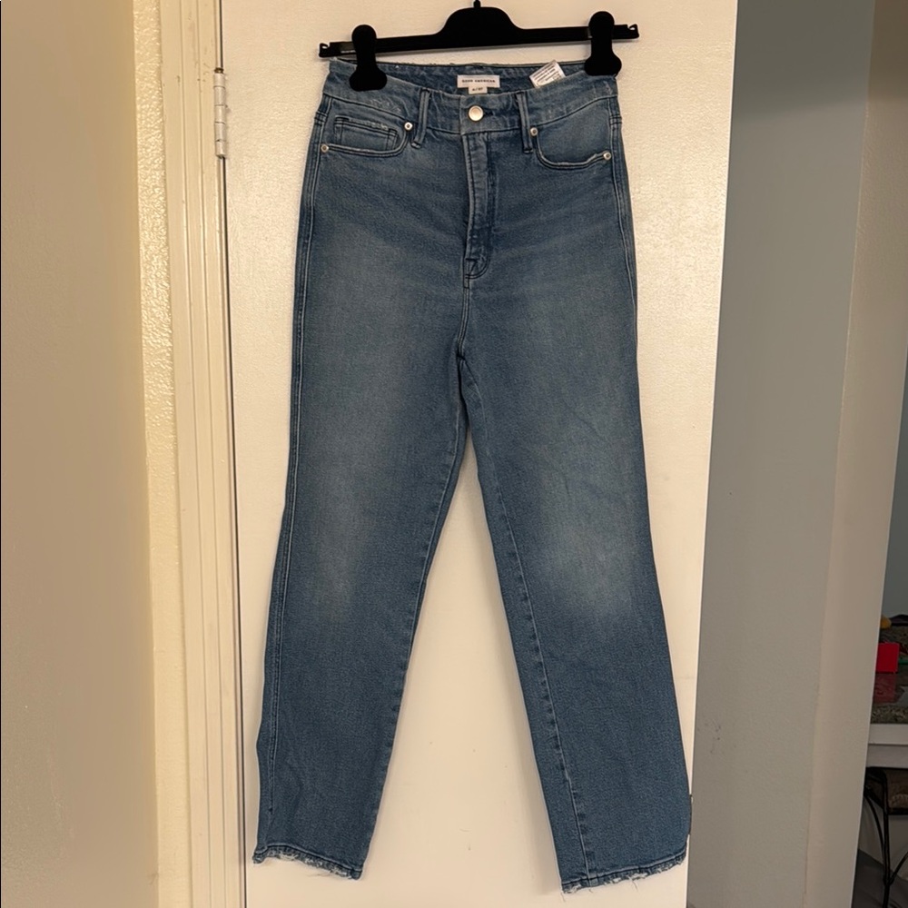 Good American Blue Straight Leg Jeans
